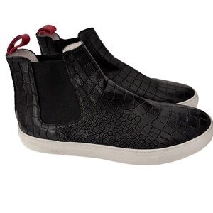 Del Toro Black Crocodile Embossed Chelsea Sneakers